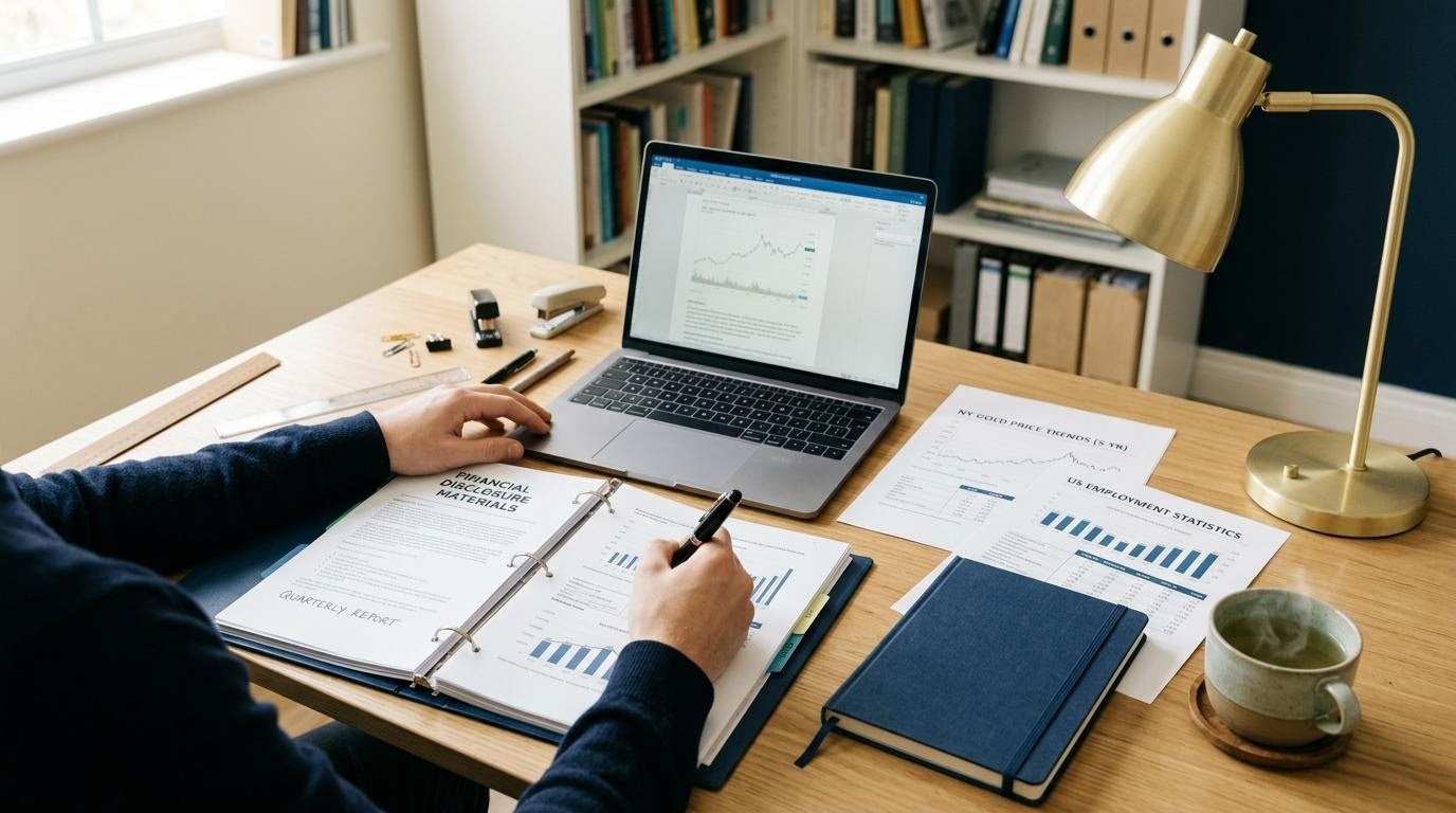 編集デスクで資料を整理するイメージ